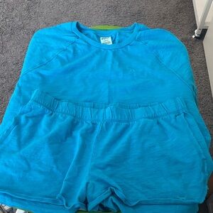 PINK Victoria's Secret Blue Top and Shorts Set LG top XL bottoms!